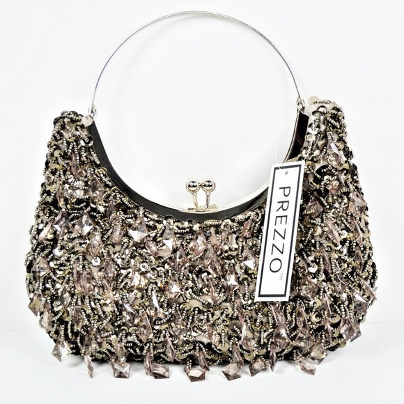 NWT Prezzo Sequin Bead Ring Handle Bag - Picture 3 of 5